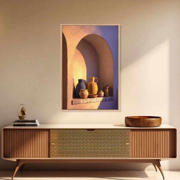 Architectural Archway in Warm Mediterranean Light Framed Canvas Print, Art, Gallery Decor, Living Room Decor, Fine Art, ART-2x3-30