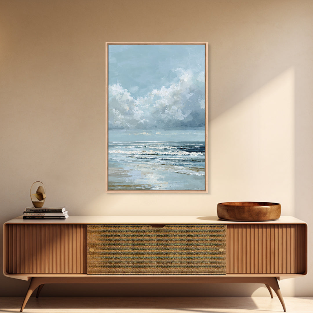 Dramatic Seascape with Foam and Storm Clouds Canvas Print, Art, Canvas Art, Living Room Decor, Fine Art, Horizontal Wall Art, ART-2x3-32