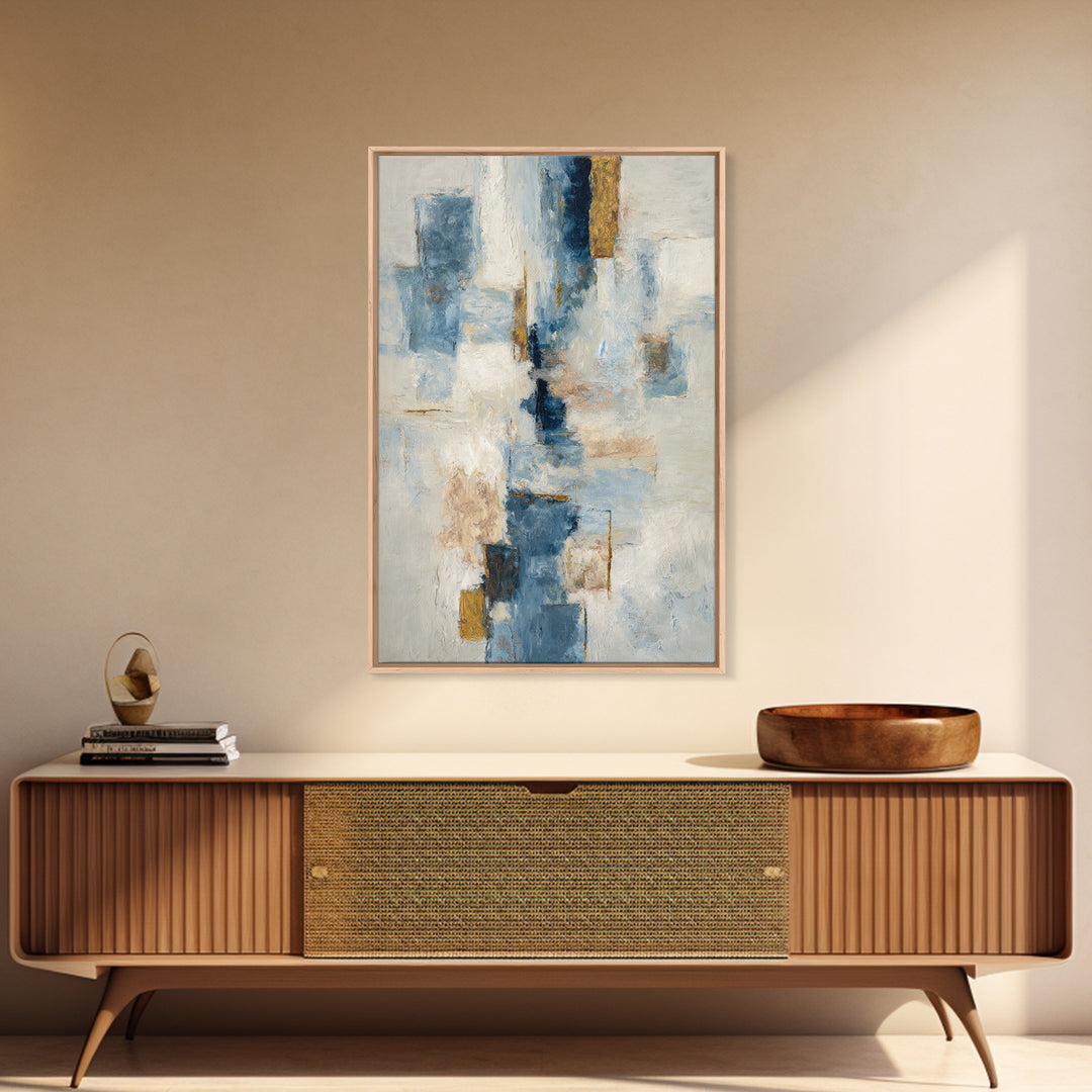 Modern Sculptural Shapes Rendered as Painted Forms Framed Canvas Print, Art, Luxury Decor, Living Room Decor, Abstract Art, ART-2x3-38