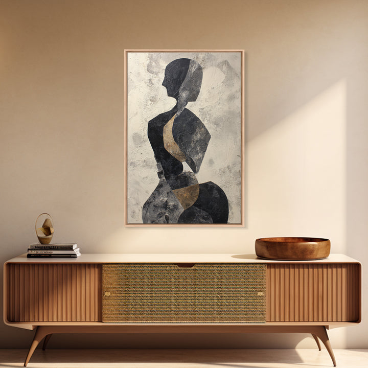 Simple Monochrome Figure Study Framed Canvas Print, Art, Black Art, Living Room Decor, Fine Art, Wall Decor, ART-2x3-44