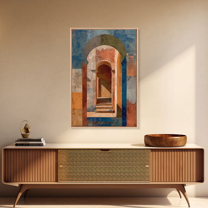 Architectural Archway in Warm Mediterranean Light Framed Canvas Print, Art, Gallery Decor, Living Room Decor, Fine Art, ART-2x3-6