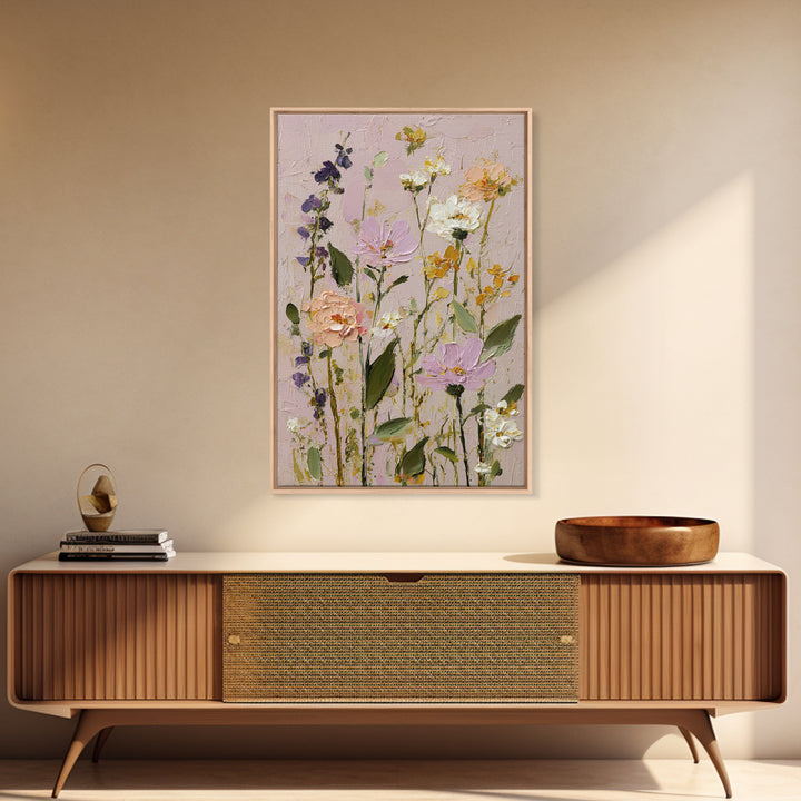 Painterly Meadow with Loose Impressionist Flowers Canvas Print, Art, Luxury Decor, Living Room Decor, Oil Painting, ART-2x3-71