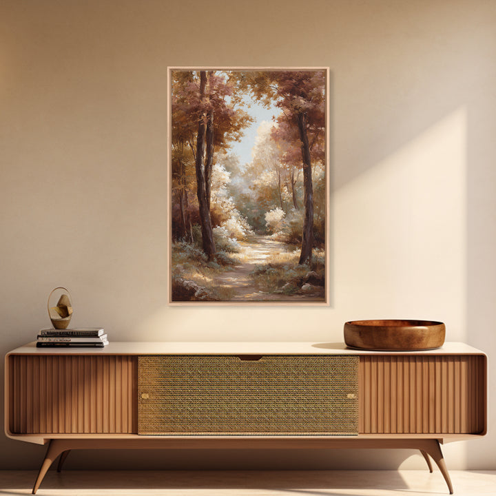 Woodland Path with Golden Autumn Atmosphere Canvas Print, Art, Fine Art Print, Living Room Decor, Fine Art, Digital Art, ART-2x3-79