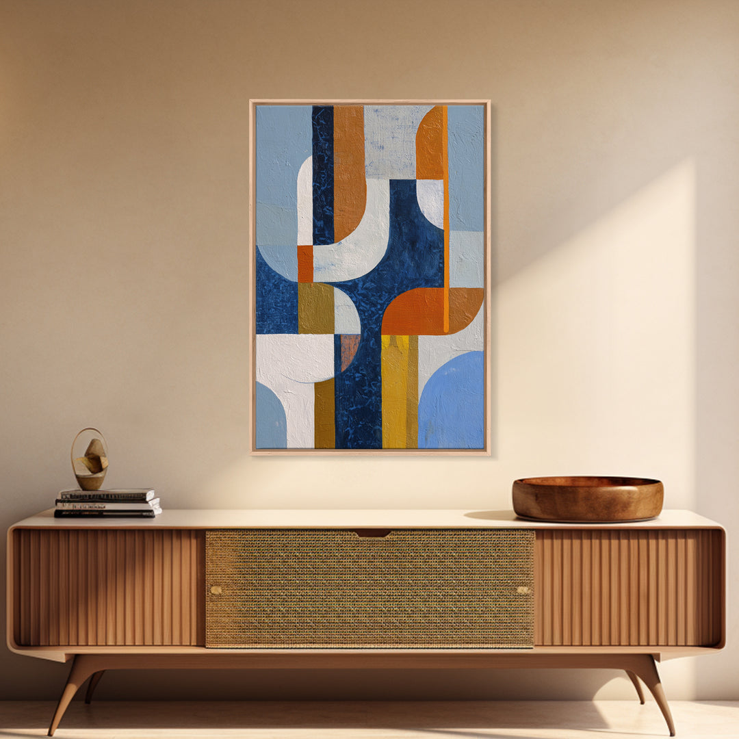 Geometric Color Study Framed Canvas Print, Art, Art Commission, Living Room Decor, Abstract Art, Black Art, Framed Art, ART-2x3-89