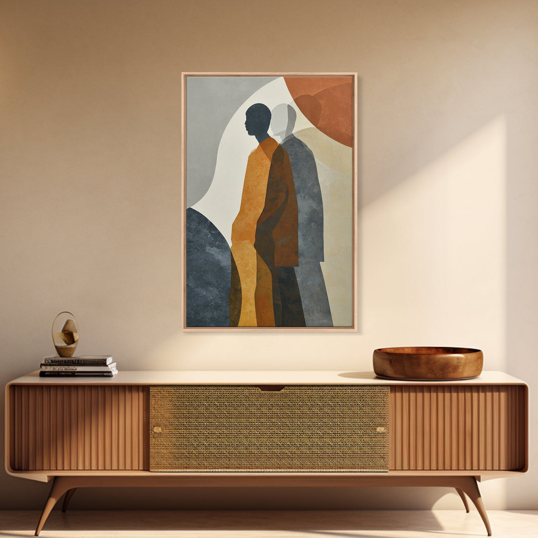 Simple Monochrome Figure Study Framed Canvas Print, Art, Framed Art, Living Room Decor, Fine Art, Neutral Decor, ART-2x3-92
