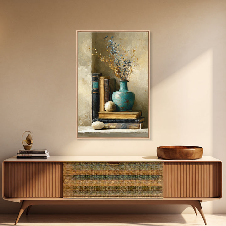 Sunlit Interior Still Life Framed Canvas Print, Art, Art Prints, Living Room Decor, Fine Art, Framed Wall Art, ART-2x3-94
