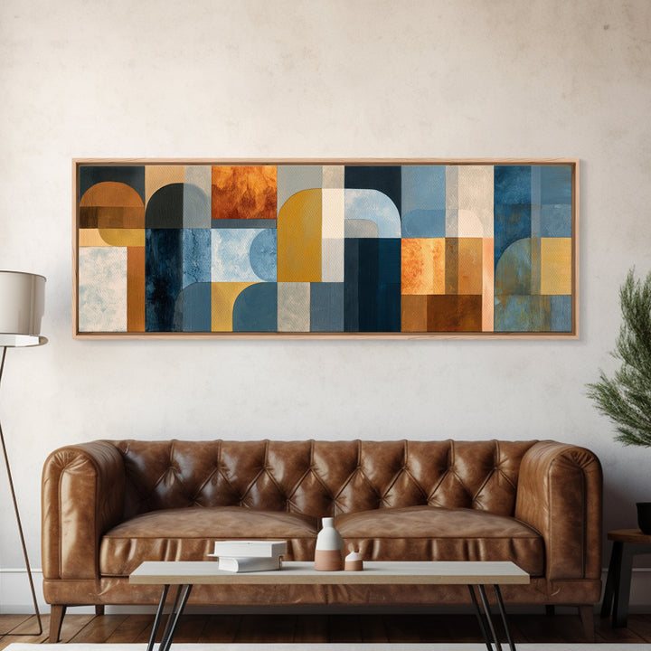 Geometric Color Study Framed Canvas Print, Art, Metal Wall Art, Living Room Decor, Abstract Art, Textured Wall Art, ART-3x1-1