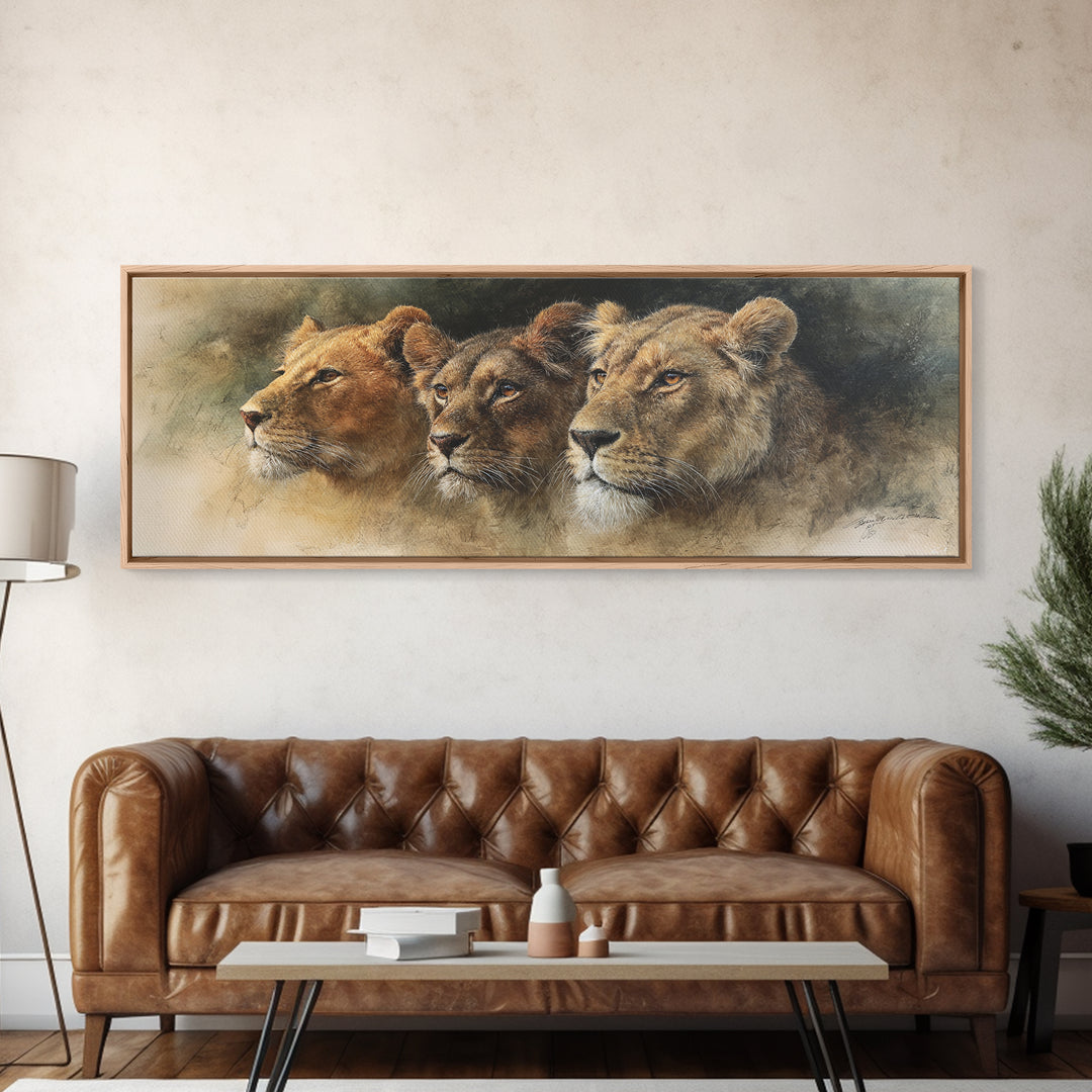 Elegant Animal Portrait Framed Canvas Print, Art, Textured Painting, Living Room Decor, Fine Art, Digital Wall Art, ART-3x1-10