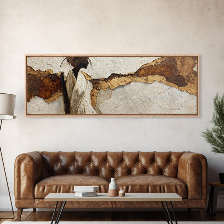 Simple Monochrome Figure Study Framed Canvas Print, Art, Resin Art, Living Room Decor, Oil Painting, Luxury Decor, ART-3x1-28