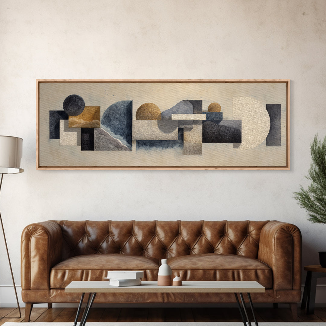 Modern Sculptural Shapes Rendered as Painted Forms Canvas Print, Art, Large Wall Art, Living Room Decor, Abstract Art, ART-3x1-46
