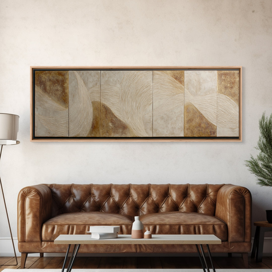 Textured Neutral Abstraction Framed Canvas Print, Art, Art Nouveau, Living Room Decor, Fine Art, Abstract Wall Art, ART-3x1-53
