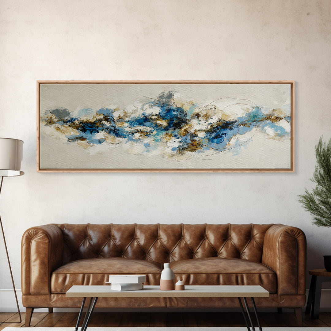 Abstract Water Forms Framed Canvas Print, Art, Textured Painting, Living Room Decor, Abstract Art, Digital Wall Art, ART-3x1-59