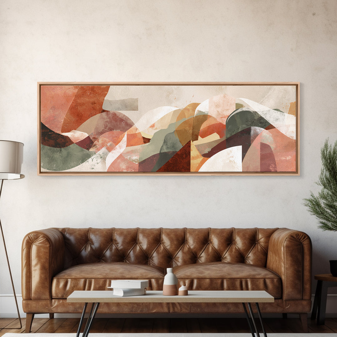 Modern Sculptural Shapes Rendered as Painted Forms Canvas Print, Art, Neutral Decor, Living Room Decor, Abstract Art, ART-3x1-70