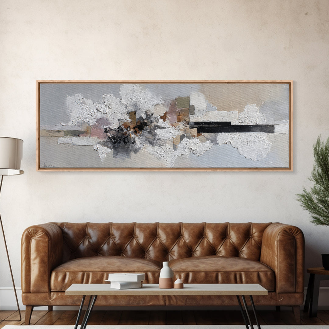 Textured Neutral Abstraction Framed Canvas Print, Art, Art Nouveau, Living Room Decor, Fine Art, Abstract Wall Art, ART-3x1-77