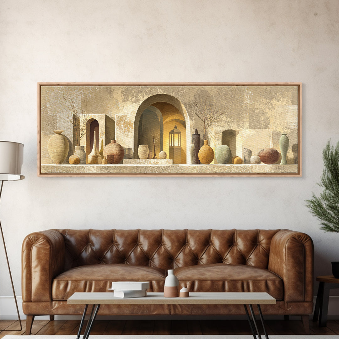 Architectural Archway in Warm Mediterranean Light Canvas Print, Art, Digital Art, Living Room Decor, Watercolor Art, ART-3x1-86