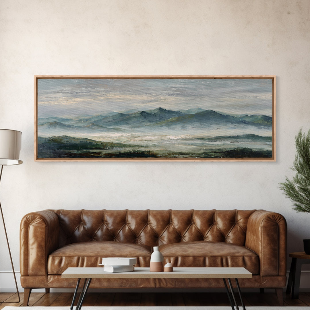 Quiet Mountain Scene Framed Canvas Print, Art, Art Print, Living Room Decor, Fine Art, Canvas Wall Art, Abstract Art, ART-3x1-9