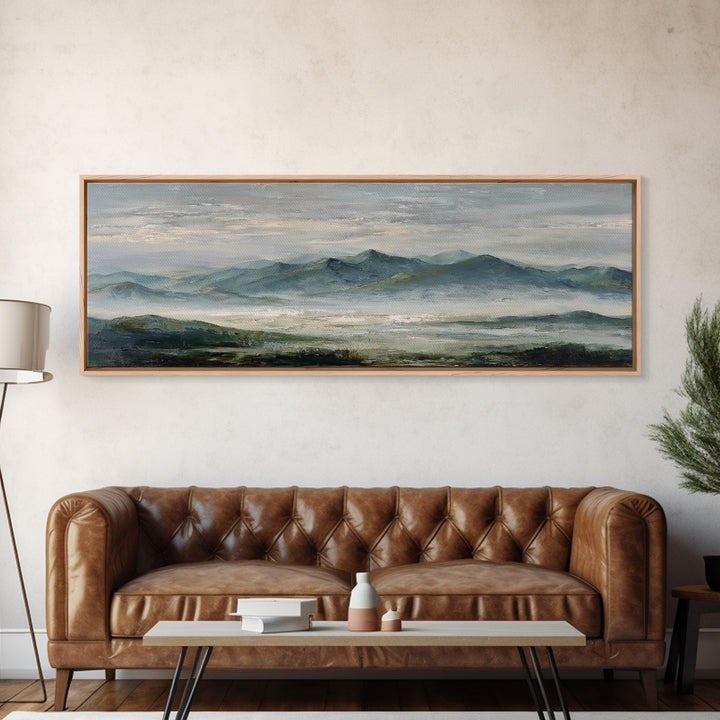 Quiet Mountain Scene Framed Canvas Print, Art, Art Print, Living Room Decor, Fine Art, Canvas Wall Art, Abstract Art, ART-3x1-9