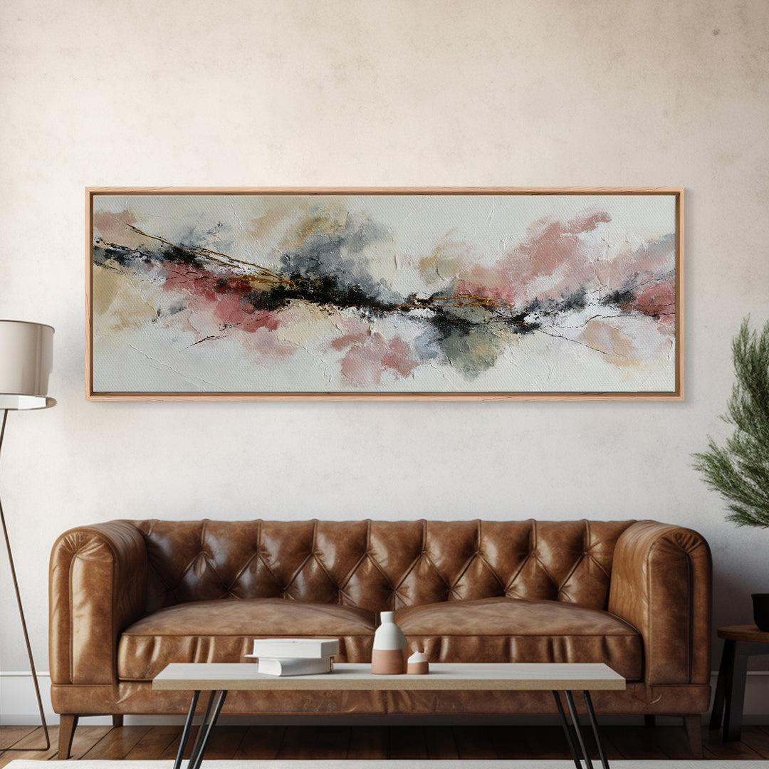Contemporary Abstract with Layered Pigments and Energetic Canvas Print, Art, Canvas Wall Art, Living Room Decor, ART-3x1-90