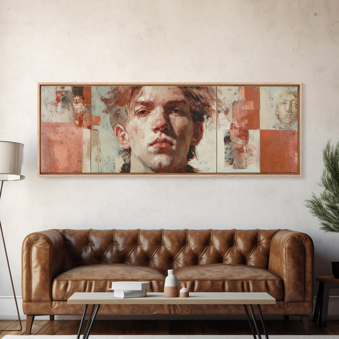 Expressive Portrait with Dramatic Light and Textured Canvas Print, Art, Art Print, Living Room Decor, Fine Art, ART-3x1-92