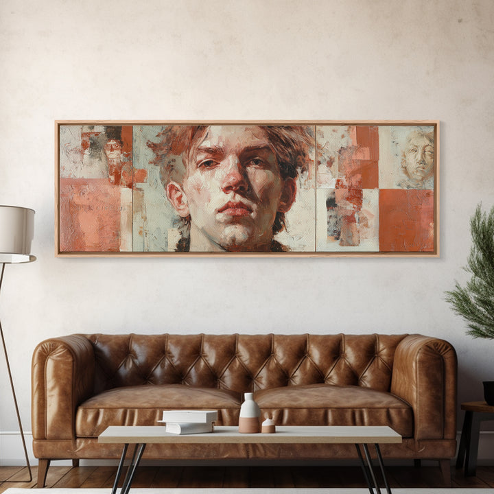 Expressive Portrait with Dramatic Light and Textured Canvas Print, Art, Art Print, Living Room Decor, Fine Art, ART-3x1-92