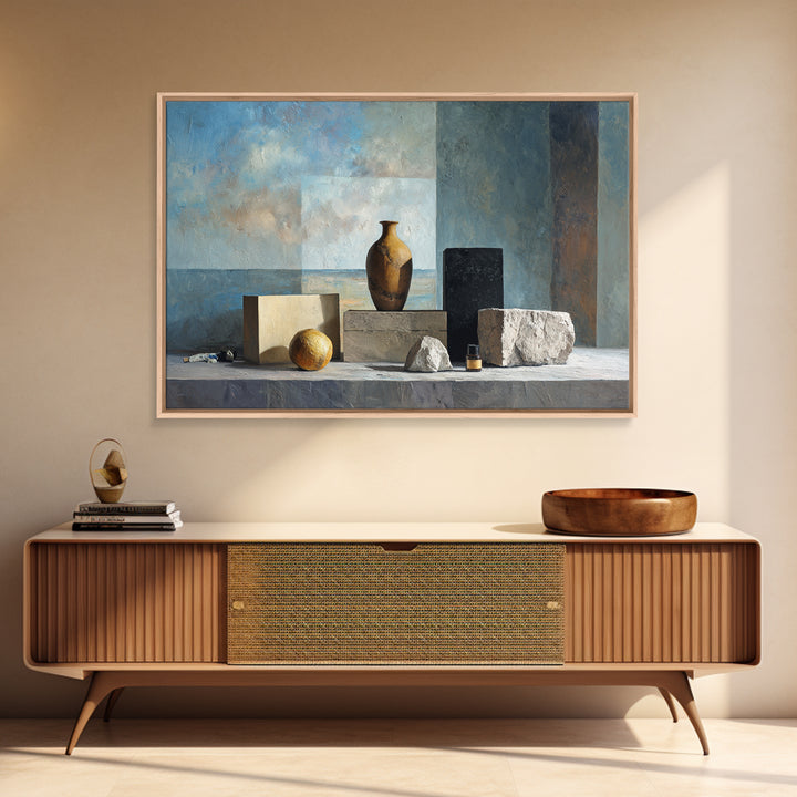Modern Sculptural Shapes Rendered as Painted Forms Framed Canvas Print, Art, Wall Art Prints, Living Room Decor, Fine Art, ART-3x2-10
