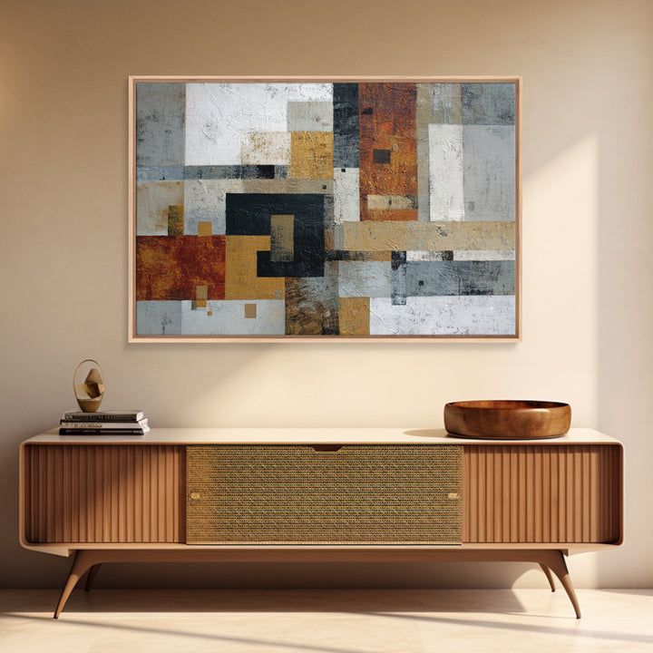 Geometric Color Study Framed Canvas Print, Art, Art Commission, Living Room Decor, Abstract Art, Black Art, Framed Art, ART-3x2-13