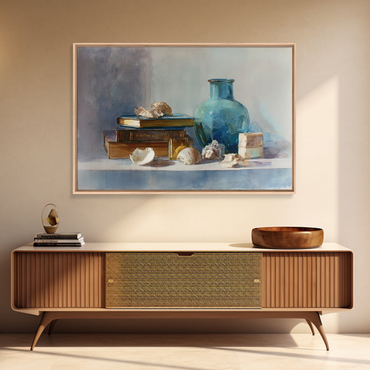Sunlit Interior Still Life Framed Canvas Print, Art, Art Prints, Living Room Decor, Fine Art, Framed Wall Art, ART-3x2-18
