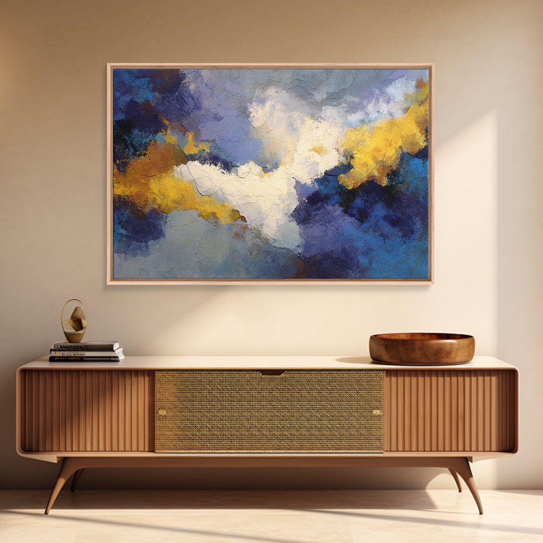 Contemporary Abstract with Layered Pigments and Energetic Canvas Print, Art, Large Wall Art, Living Room Decor, Fine Art, ART-3x2-30