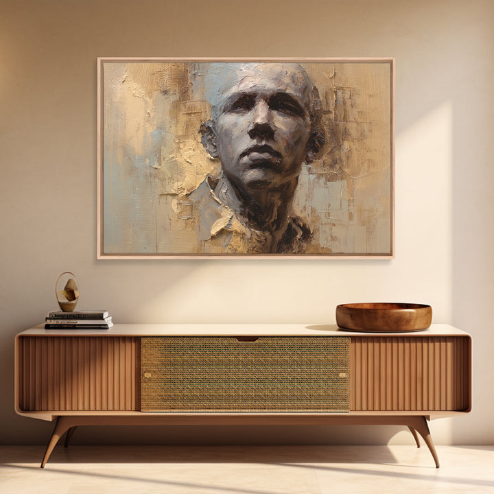 Expressive Portrait with Dramatic Light and Textured Canvas Print, Art, Art Commission, Living Room Decor, Fine Art, ART-3x2-32