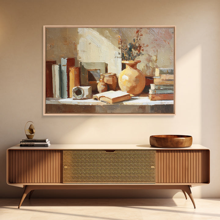 Sunlit Interior Still Life Canvas Print, Art, Art Commission, Living Room Decor, Fine Art, Black Art, Framed Art, ART-3x2-42
