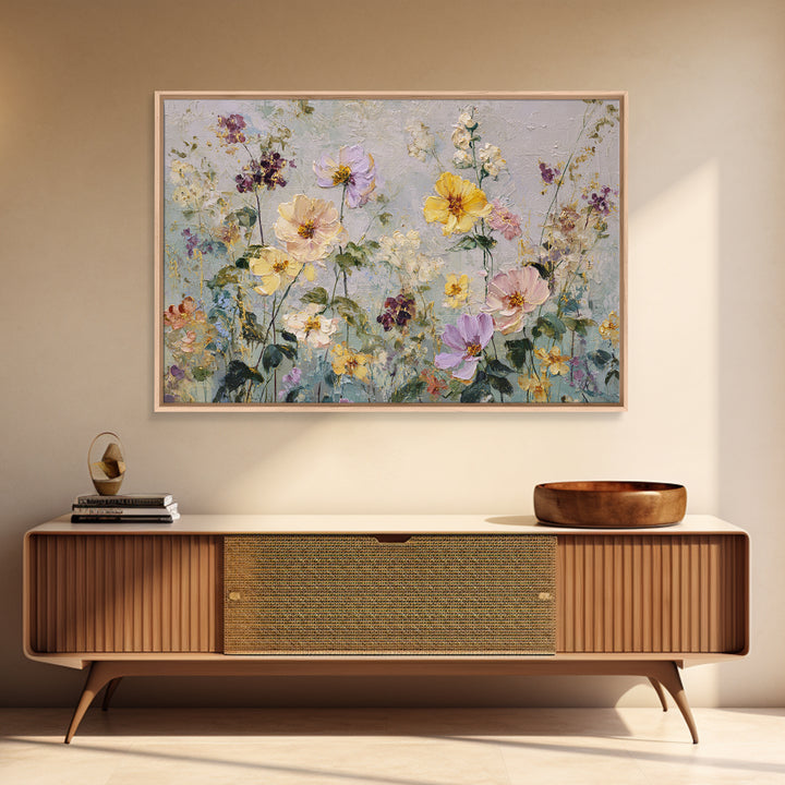 Painterly Meadow with Loose Impressionist Flowers Canvas Print, Art, Canvas Art, Living Room Decor, Fine Art, ART-3x2-43