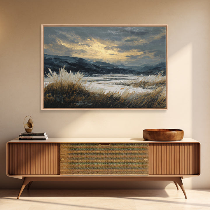 Quiet Mountain Scene Canvas Print, Art, Framed Art, Living Room Decor, Oil Painting, Neutral Decor, Modern Decor, ART-3x2-93