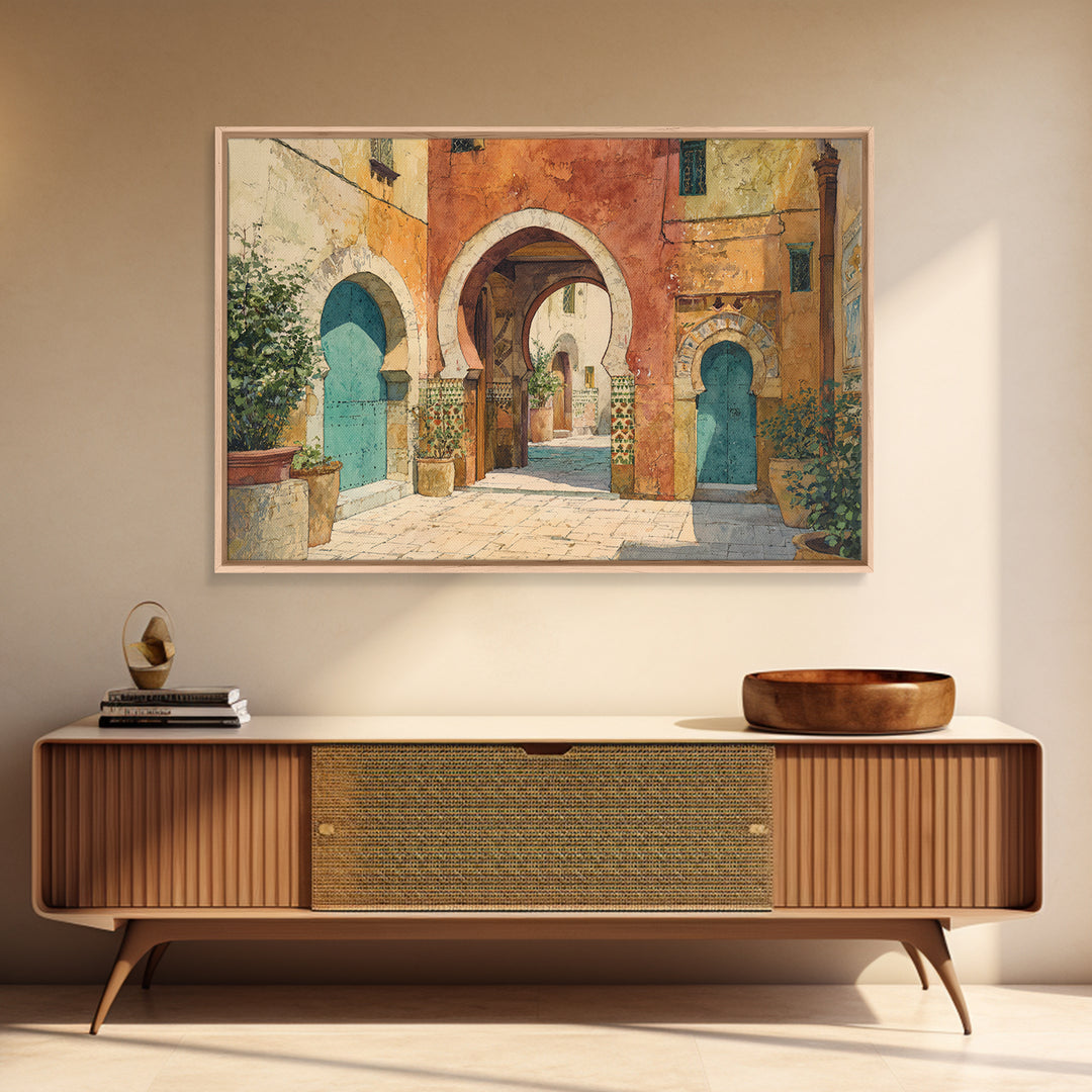 Architectural Archway in Warm Mediterranean Light Canvas Print, Art, Canvas Wall Art, Living Room Decor, Fine Art, ART-3x2-98