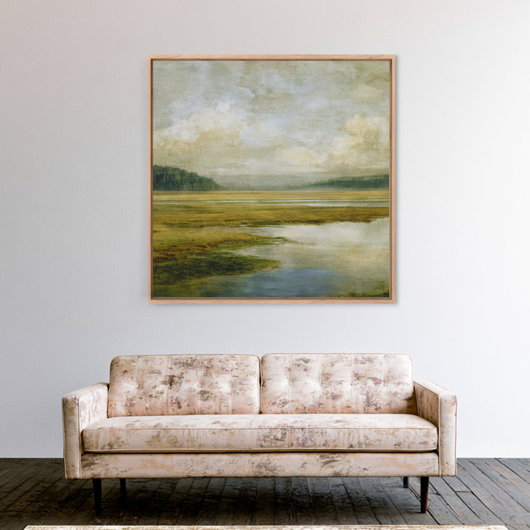 Wide Olive and Beige Meadow Panorama Canvas Print, Above Sofa Art, Set of 3 Wall Art, Living Room Decor, Fine Art, Statement, ASA-1x1-10
