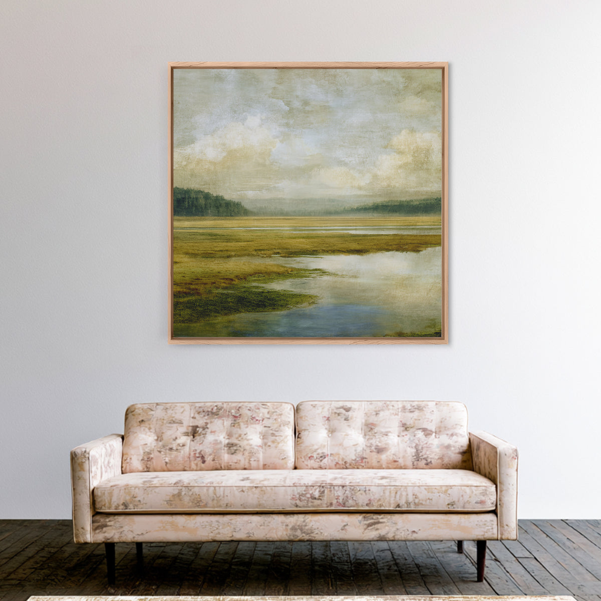 Wide Olive and Beige Meadow Panorama Canvas Print, Above Sofa Art, Set of 3 Wall Art, Living Room Decor, Fine Art, Statement, ASA-1x1-10