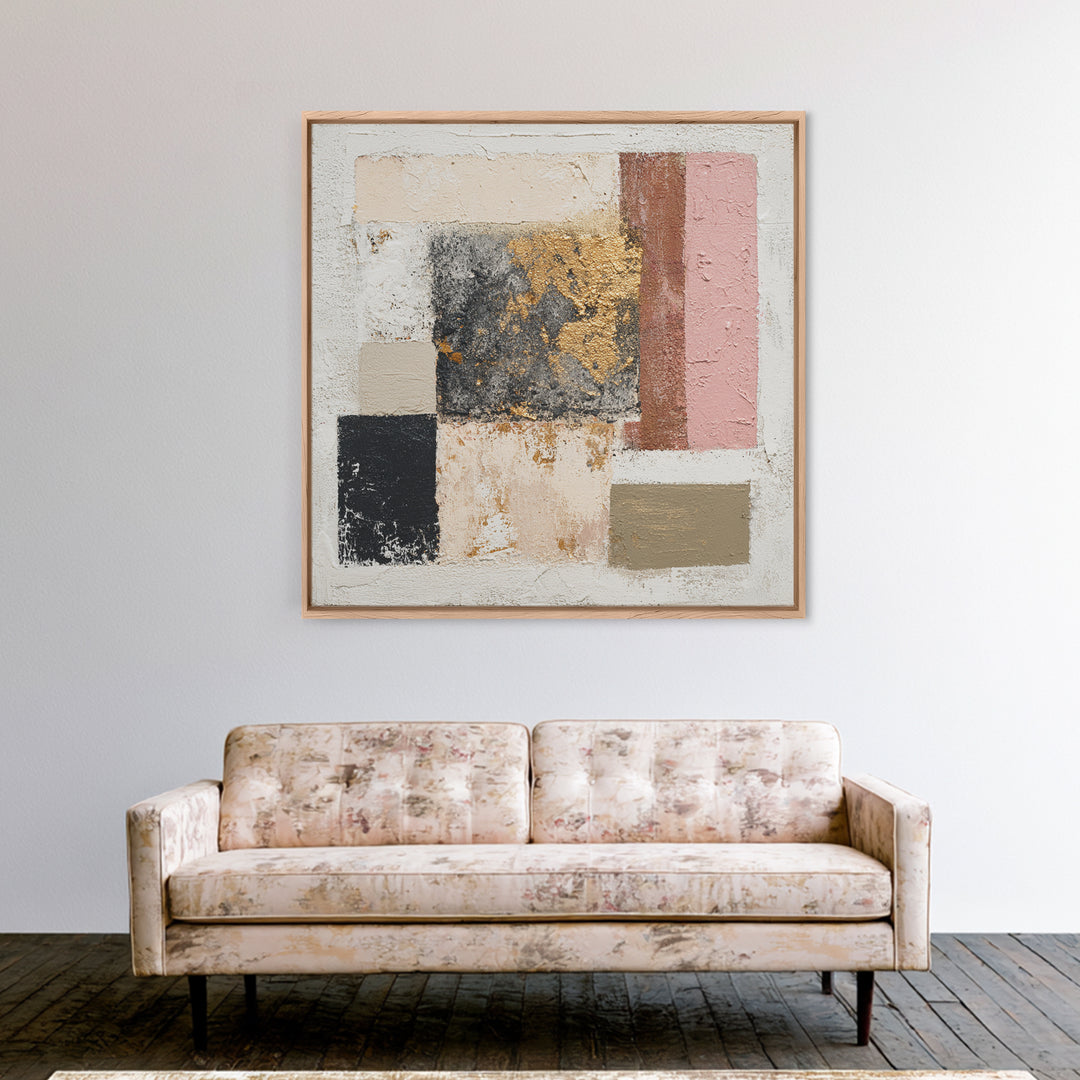 Textured Plaster Abstract Framed Canvas Print, Above Sofa Art, Abstract Wall Art, Living Room Decor, Abstract Art, Statement, ASA-1x1-11