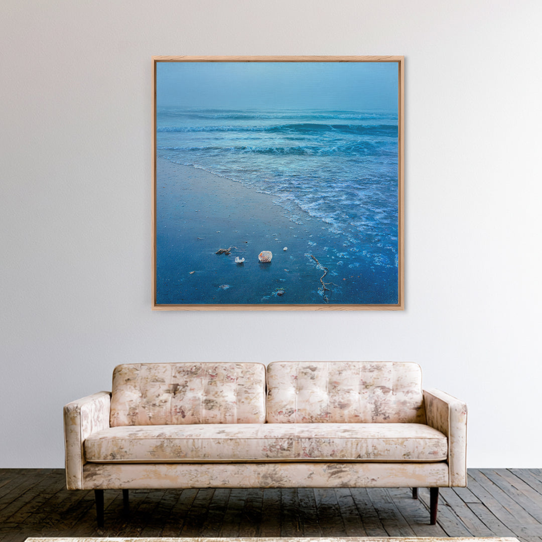 Moody Seascape at Twilight Framed Canvas Print, Above Sofa Art, Mid Century Modern, Living Room Decor, Fine Art, Statement, ASA-1x1-12