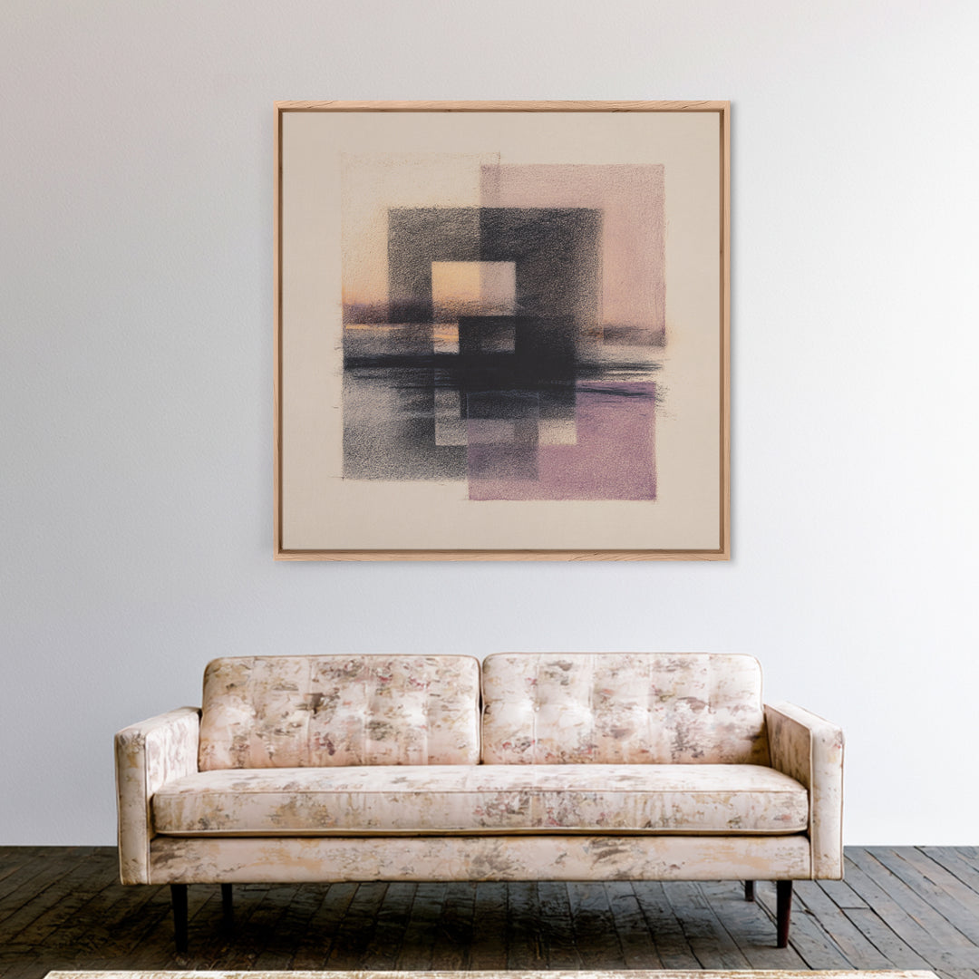 Minimal Black Ink Composition Framed Canvas Print, Above Sofa Art, Gallery Decor, Living Room Decor, Fine Art, Statement, ASA-1x1-32