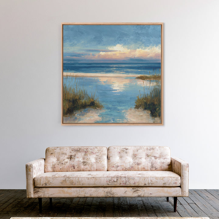 Moody Seascape at Twilight Canvas Print, Above Sofa Art, Living Room Decor, Watercolor Art, Statement 036, Set of Prints, ASA-1x1-36