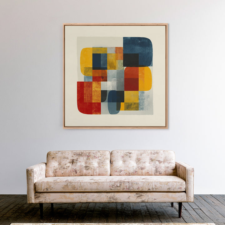 Bold Mid Century Geometric Forms Canvas Print, Above Sofa Art, Home Decor, Living Room Decor, Abstract Art, Statement, ASA-1x1-4