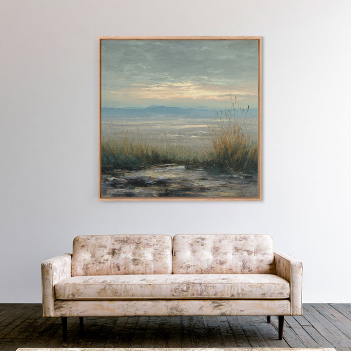 Dramatic Cloudscape over a Distant Valley Canvas Print, Above Sofa Art, Bauhaus Print, Living Room Decor, Statement, ASA-1x1-53