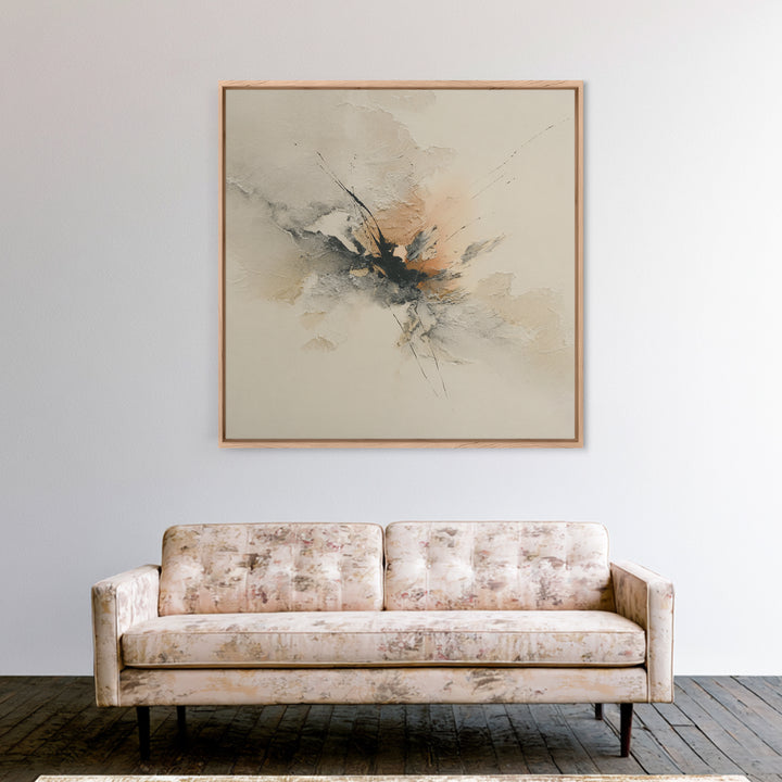 Minimal Black Ink Composition Framed Canvas Print, Above Sofa Art, Living Room Decor, Fine Art, Statement 056, Set of Prints, ASA-1x1-56