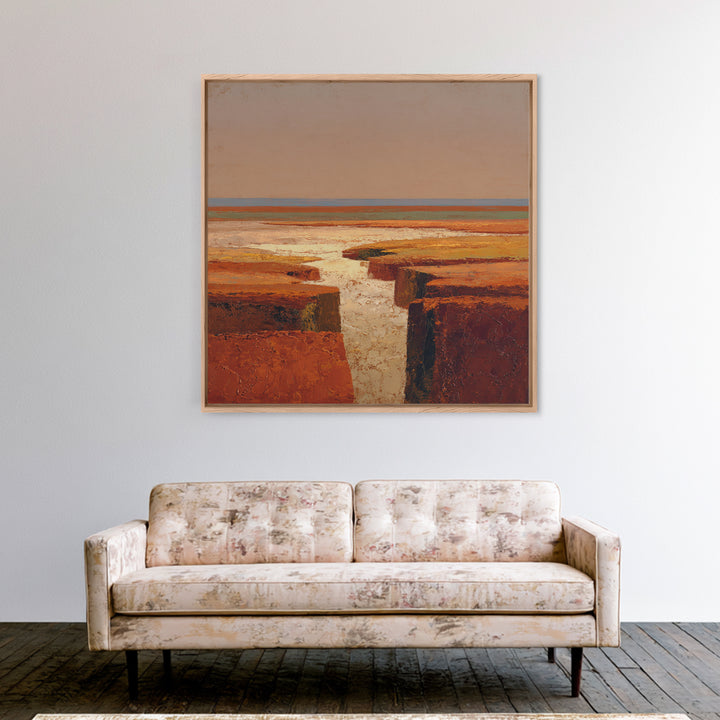 Abstract Canyon Landscape Framed Canvas Print, Above Sofa Art, Living Room Decor, Oil Painting, Statement 007, Set of Prints, ASA-1x1-7