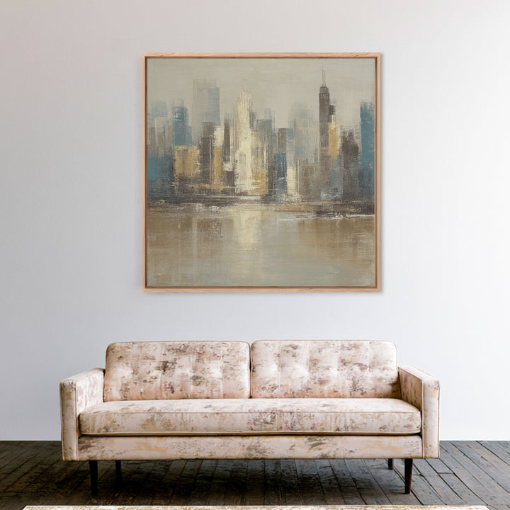 Quiet City Skyline Reduced to Elegant Shapes Canvas Print, Above Sofa Art, Bedroom Wall Art, Living Room Decor, Statement, ASA-1x1-70