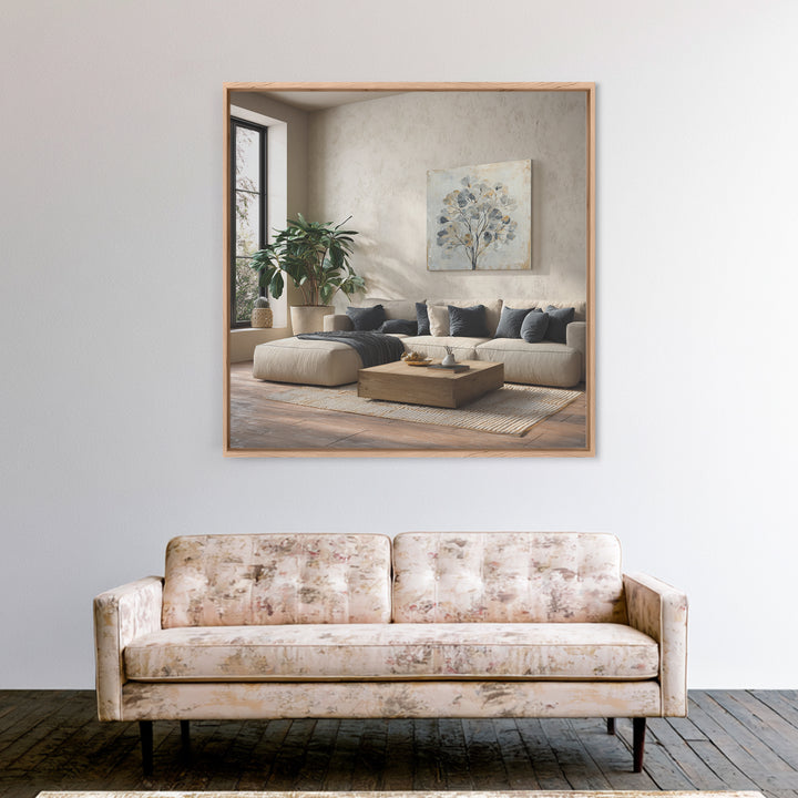 Large Modern Organic Shapes Framed Canvas Print, Above Sofa Art, Coastal Decor, Living Room Decor, Abstract Art, Statement, ASA-1x1-74