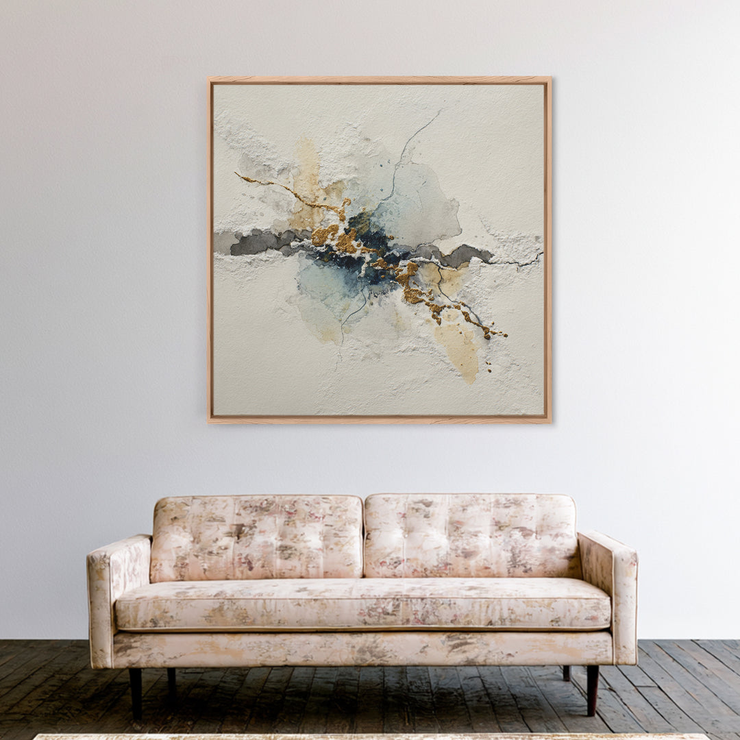 Minimal Black Ink Composition Framed Canvas Print, Above Sofa Art, Farmhouse Decor, Living Room Decor, Fine Art, Statement, ASA-1x1-8