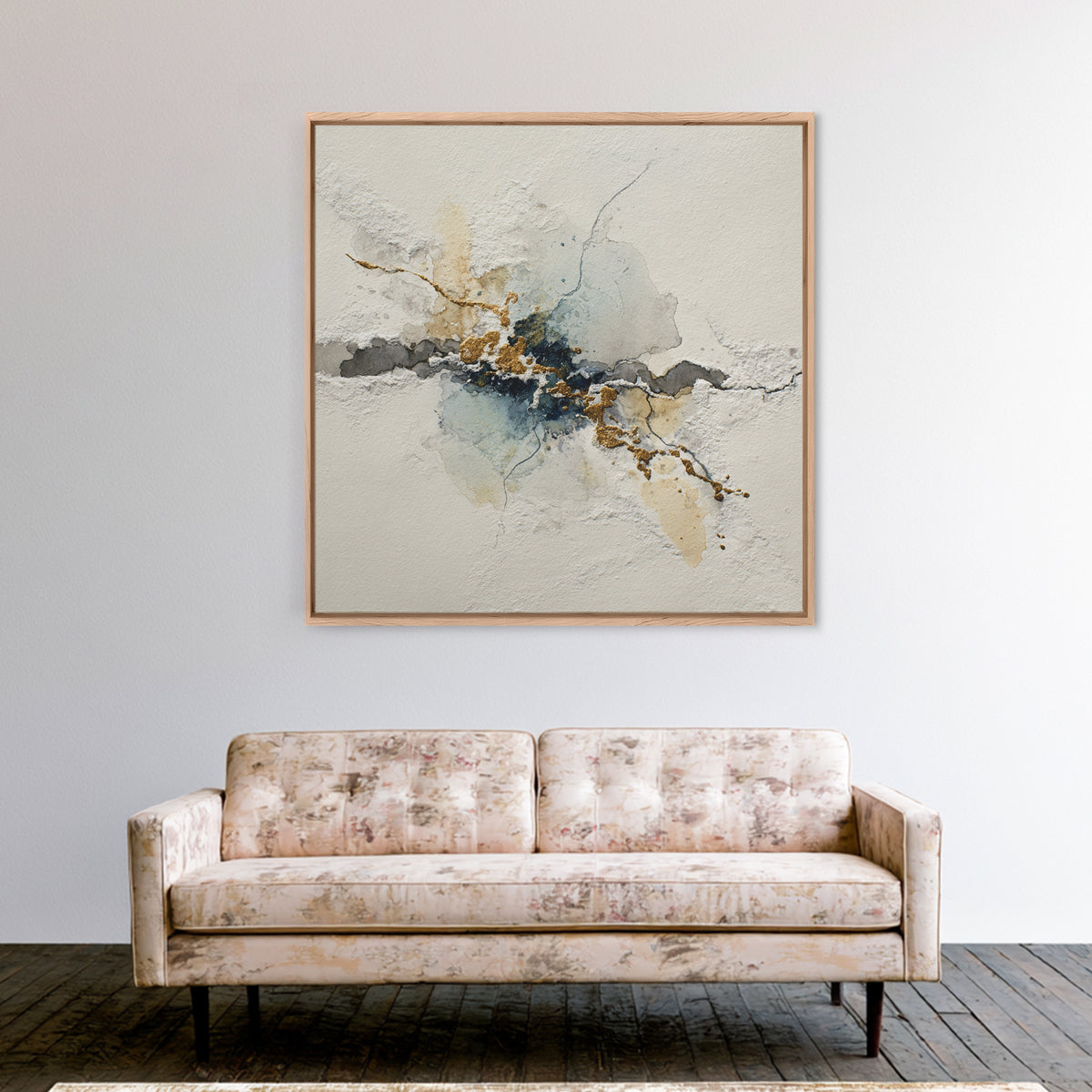 Minimal Black Ink Composition Framed Canvas Print, Above Sofa Art, Farmhouse Decor, Living Room Decor, Fine Art, Statement, ASA-1x1-8
