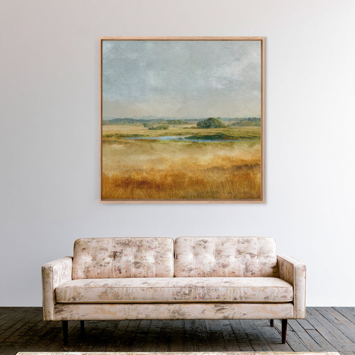 Wide Olive and Beige Meadow Panorama Canvas Print, Above Sofa Art, Bauhaus Print, Living Room Decor, Fine Art, Statement, ASA-1x1-82