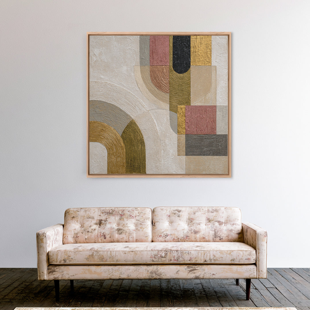 Textured Plaster Abstract Framed Canvas Print, Above Sofa Art, Neutral Decor, Living Room Decor, Fine Art, Statement, ASA-1x1-83