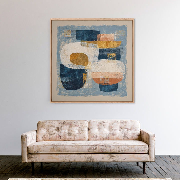 Bold Navy and Ivory Abstract Brushwork Canvas Print, Above Sofa Art, Japandi Wall Art, Living Room Decor, Fine Art, Statement, ASA-1x1-90